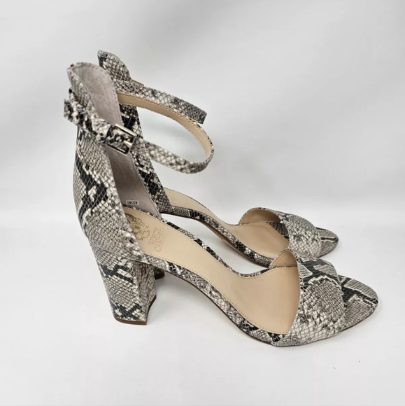 NEW Vince Camuto Corlina Snake Print Leather Ankle Strap Heels Shoes Size 10 M - Picture 3 of 6